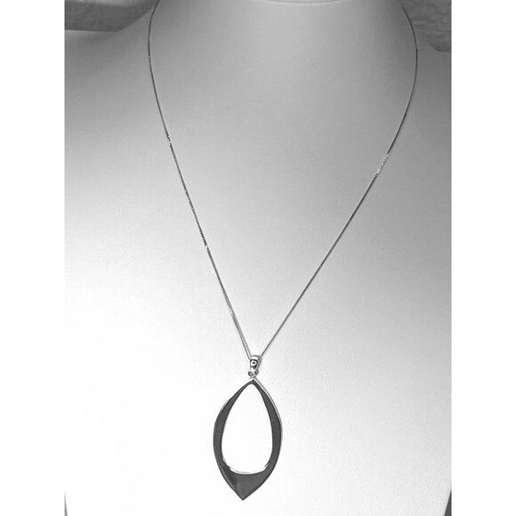 925 Sterling Silver Open Teardrop Pendant Necklace Thailand 5.82g 925 18" Chain - Picture 6 of 6